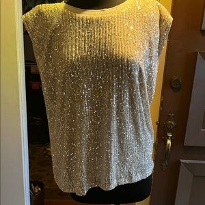 Endless Rose Sparkling Gold Sequin Top
